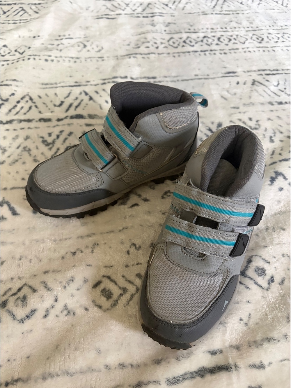 Pacific Mountain Kids' Gray and Blue Outdoor Hiking Shoes Size 1